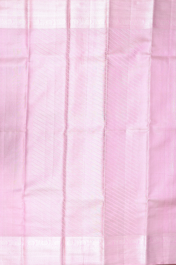 Kanchipuram Silk Saree In Tissue Pink With Floral Design
