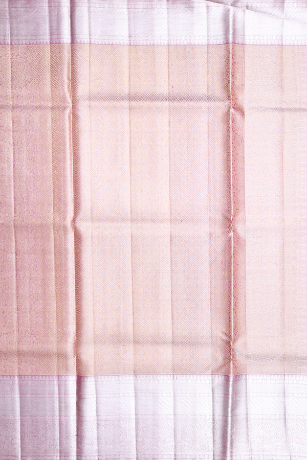 Kanchipuram Silk Saree In Tissue Pink With Floral Design