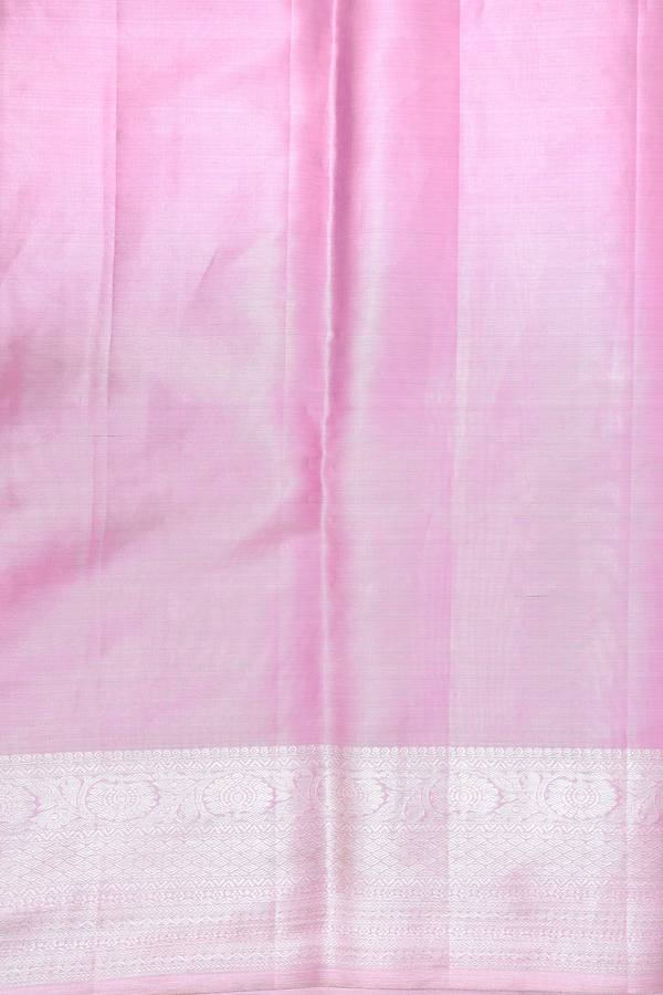 Kanchipuram Silk Saree In Tissue Pink With Floral Design
