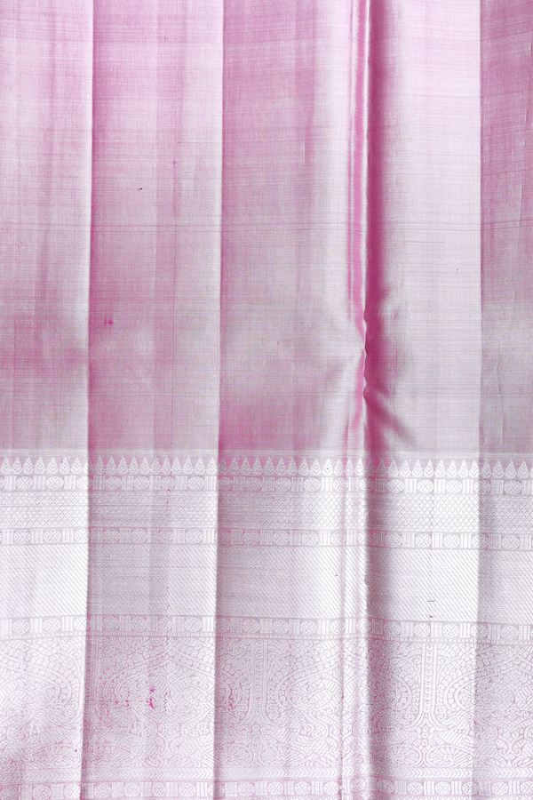 Kanchipuram Silk Saree In Tissue Pink With Floral Design