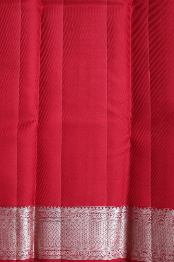 Kanchipuram Silk Saree In Tissue Red With Floral Design