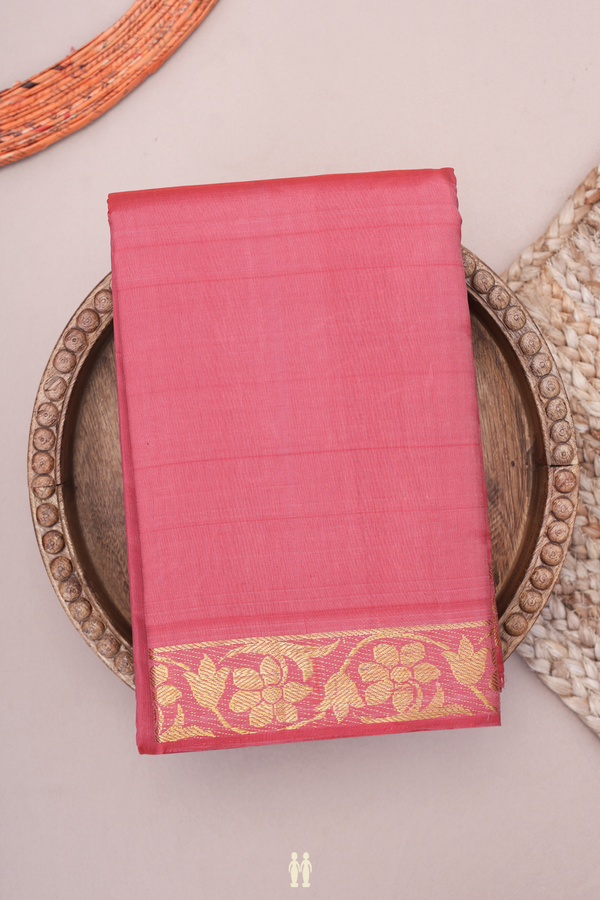 Kanchipuram Silk Saree In Tulip Pink With Floral Border