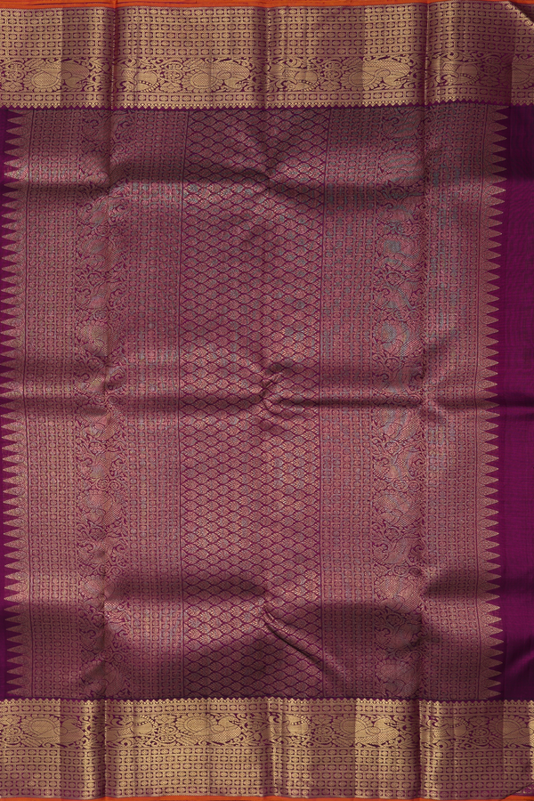 Kanchipuram Silk Saree In Tulip Pink With Peacock Design