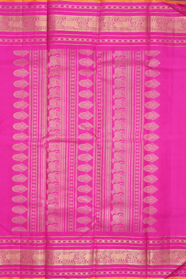 Kanchipuram Silk Saree In Turkish Blue With Stripes Design