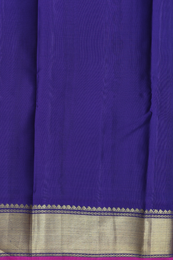 Kanchipuram Silk Saree In Turquoise Blue With Contrast Border