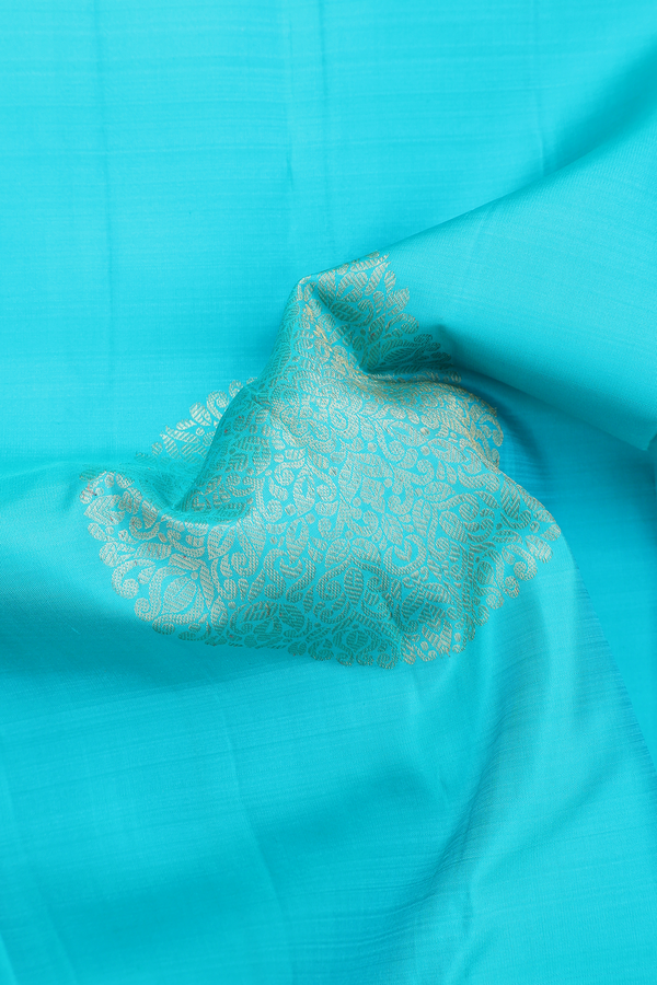 Kanchipuram Silk Saree In Turquoise Green With Mandala Design