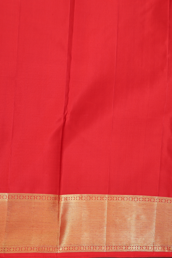Kanchipuram Silk Saree In Vermillion Red With Brocade Design