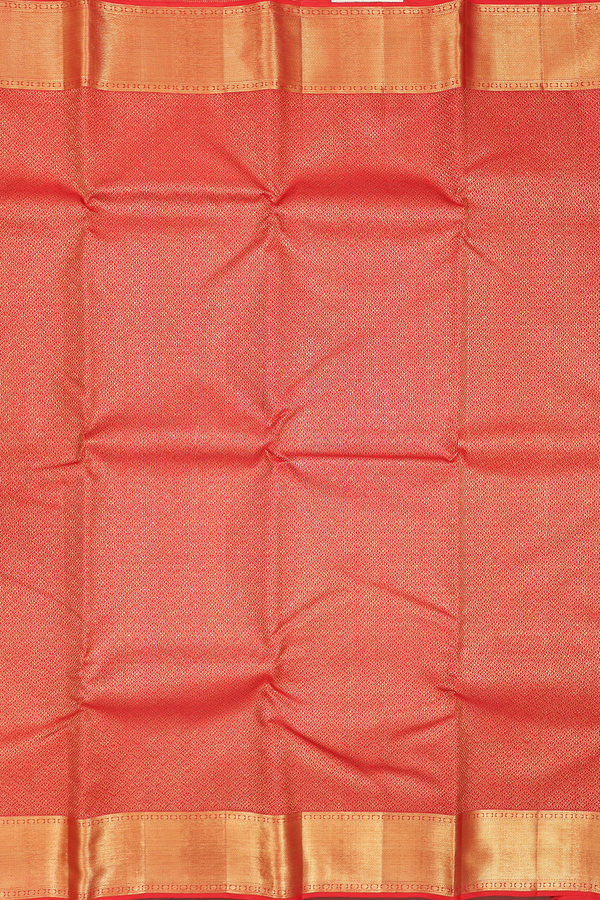 Kanchipuram Silk Saree In Vermillion Red With Brocade Design
