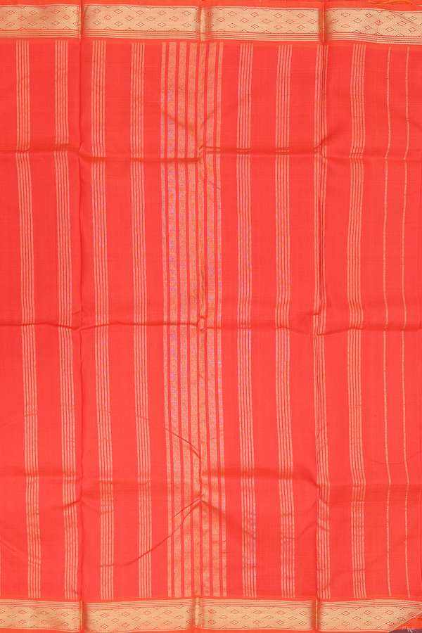 Kanchipuram Silk Saree In Vermillion Red With Zari Border