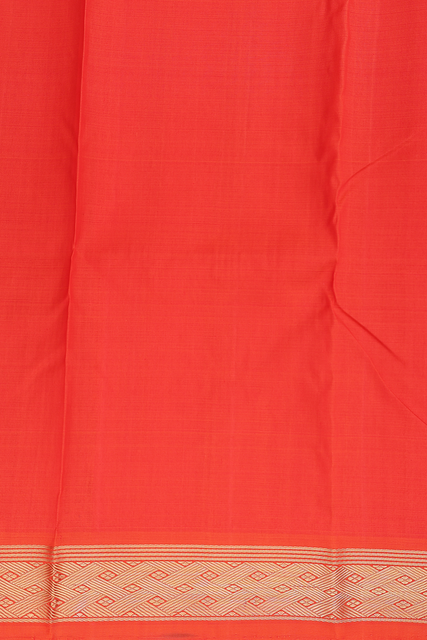 Kanchipuram Silk Saree In Vermillion Red With Zari Border