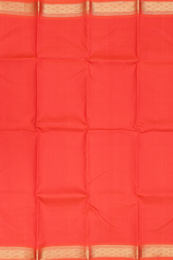 Kanchipuram Silk Saree In Vermillion Red With Zari Border