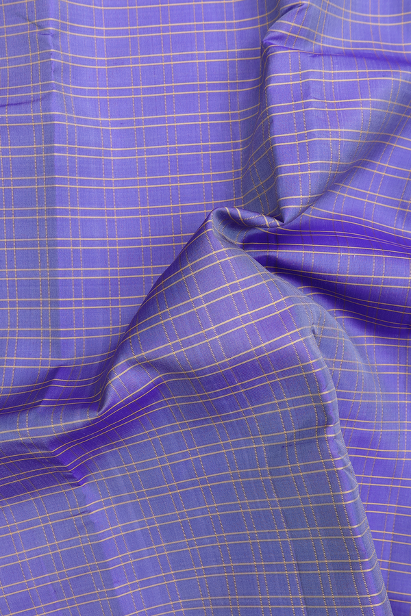 Kanchipuram Silk Saree In Violet With Checks Design