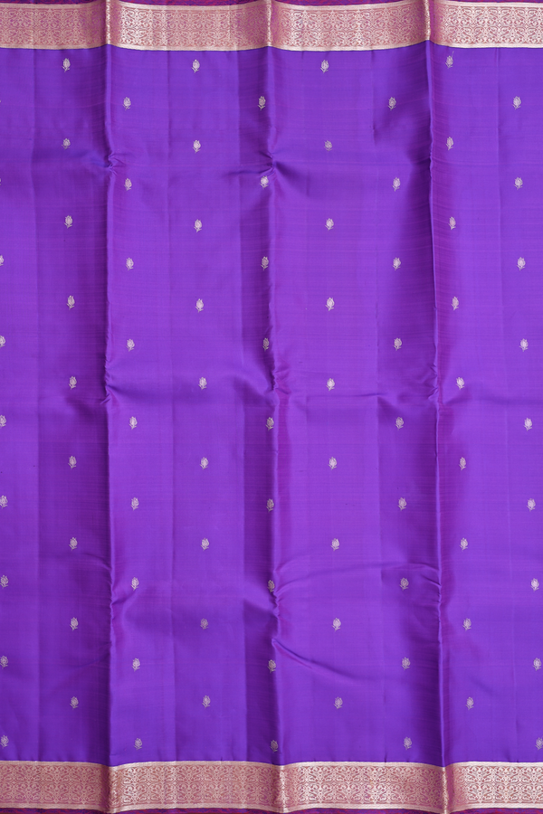 Kanchipuram Silk Saree In Violet With Floral Buttas