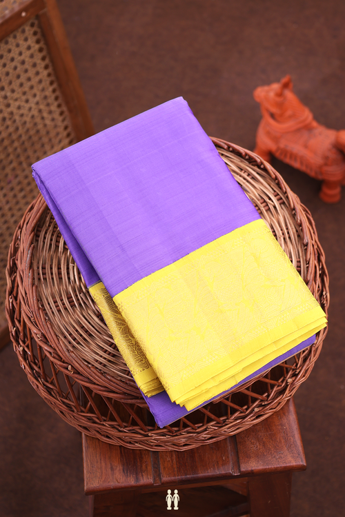 Kanchipuram Silk Saree In Violet With Korvai Border