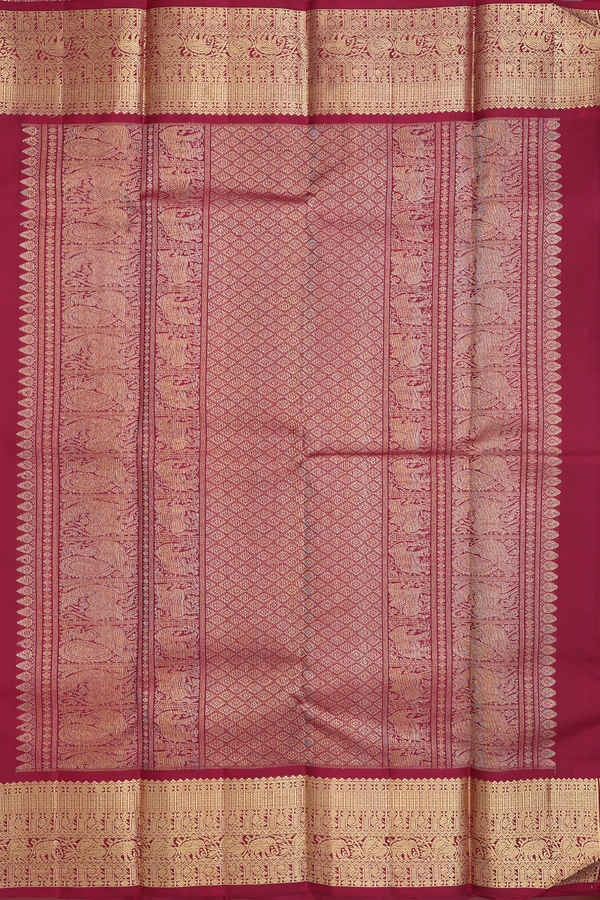 Kanchipuram Silk Saree In Violet With Traditional Border