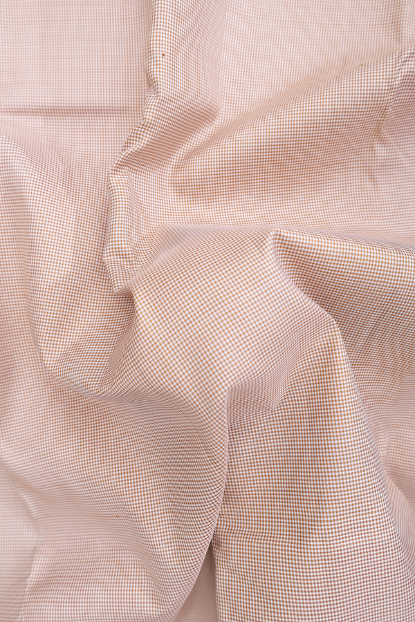 Kanchipuram Silk Saree In White And Brown Checks Design