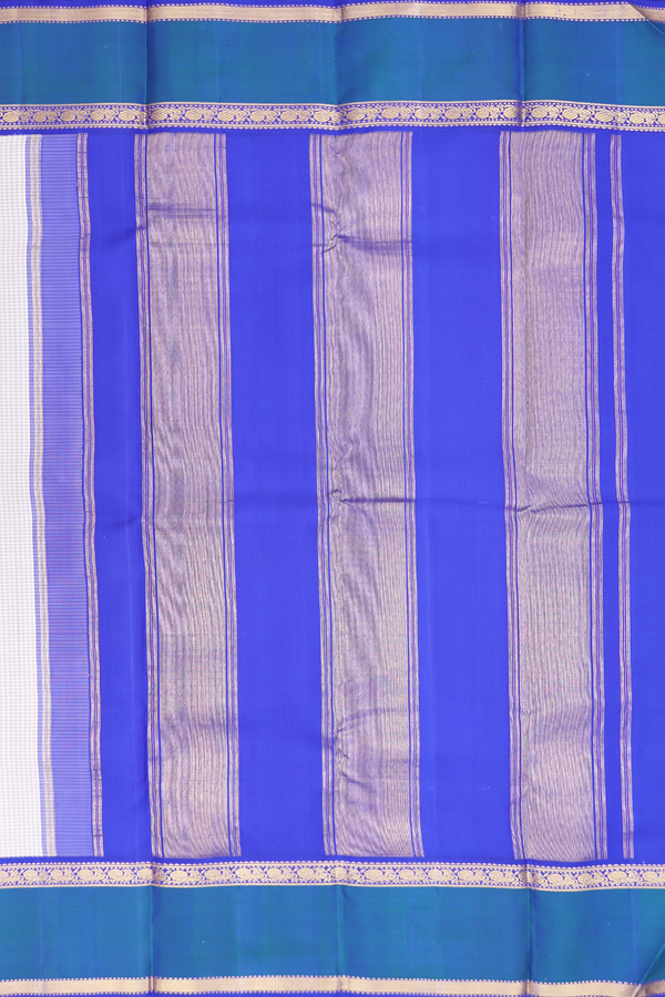 Kanchipuram Silk Saree In White And Brown With Checks Design