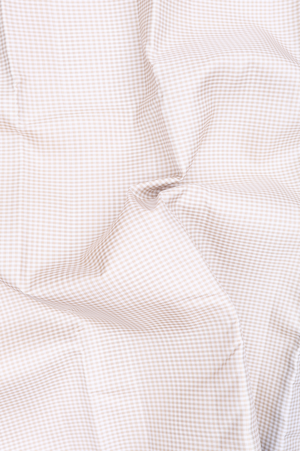 Kanchipuram Silk Saree In White And Brown With Checks Design