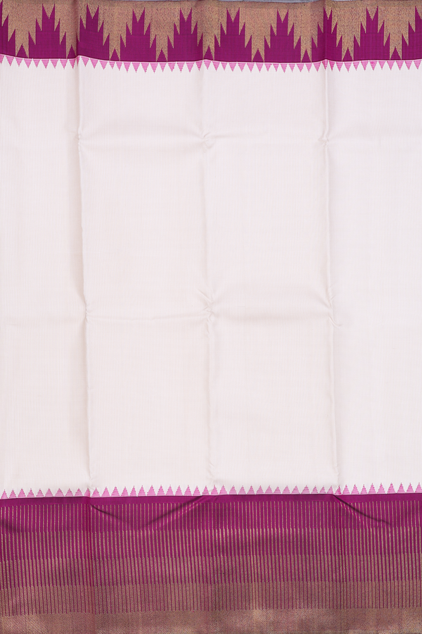 Kanchipuram Silk Saree In White And Ivory With Checks Design