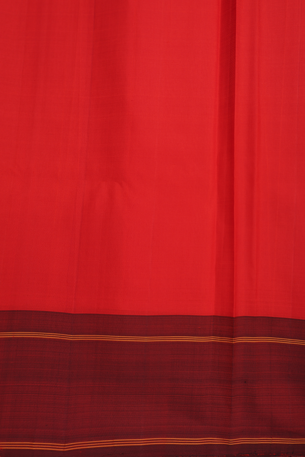 Kanchipuram Silk Saree In White With Block Printed Design