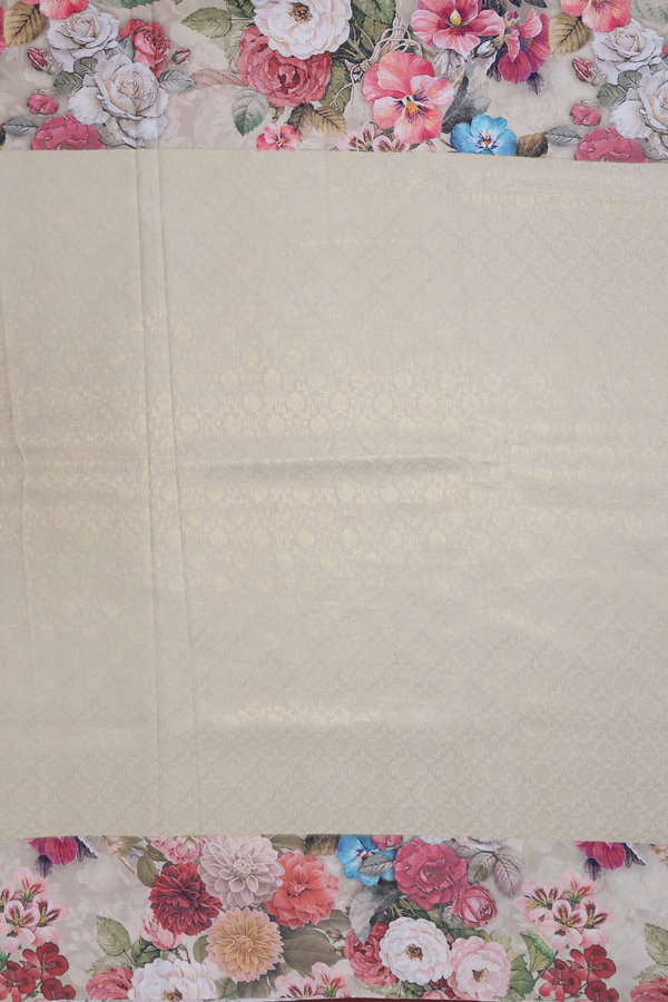 Kanchipuram Silk Saree In White With Brocade Design
