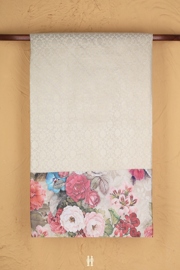 Kanchipuram Silk Saree In White With Brocade Design