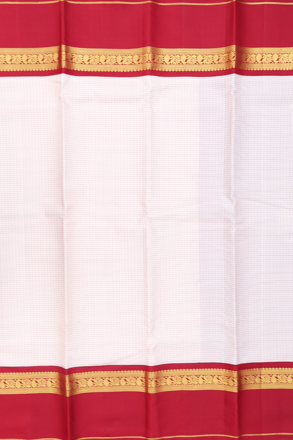 Kanchipuram Silk Saree In White With Checks Design