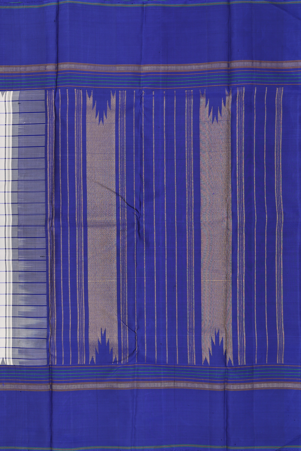 Kanchipuram Silk Saree In White With Checks Design