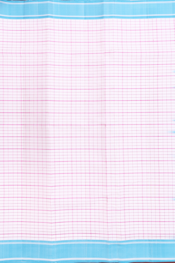 Kanchipuram Silk Saree In White With Checks Design