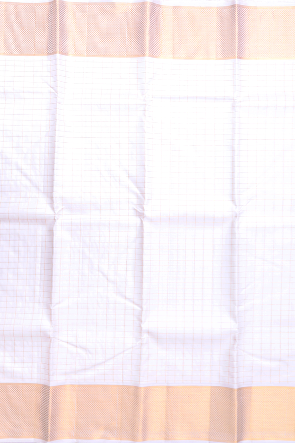 Kanchipuram Silk Saree In White With Checks Design
