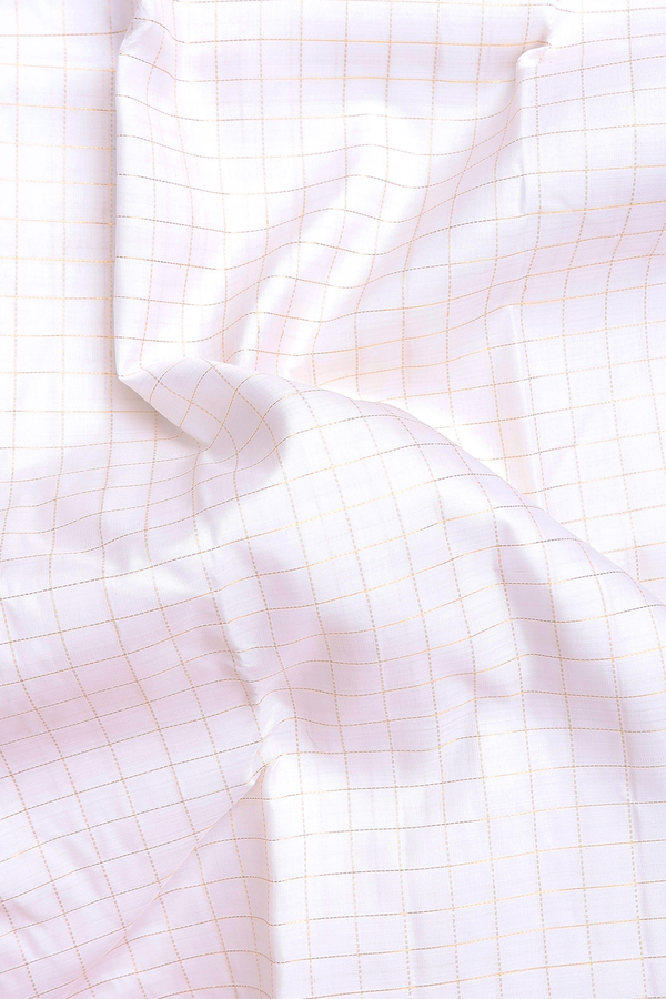 Kanchipuram Silk Saree In White With Checks Design