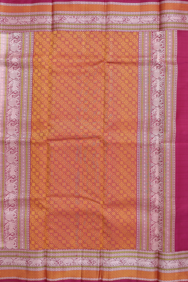 Kanchipuram Silk Saree In White With Checks Design