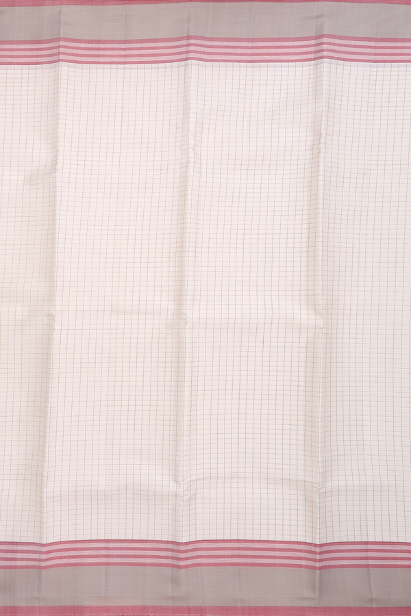 Kanchipuram Silk Saree In White With Checks Design