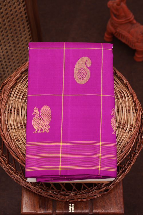 Kanchipuram Silk Saree In White With Contrast Border