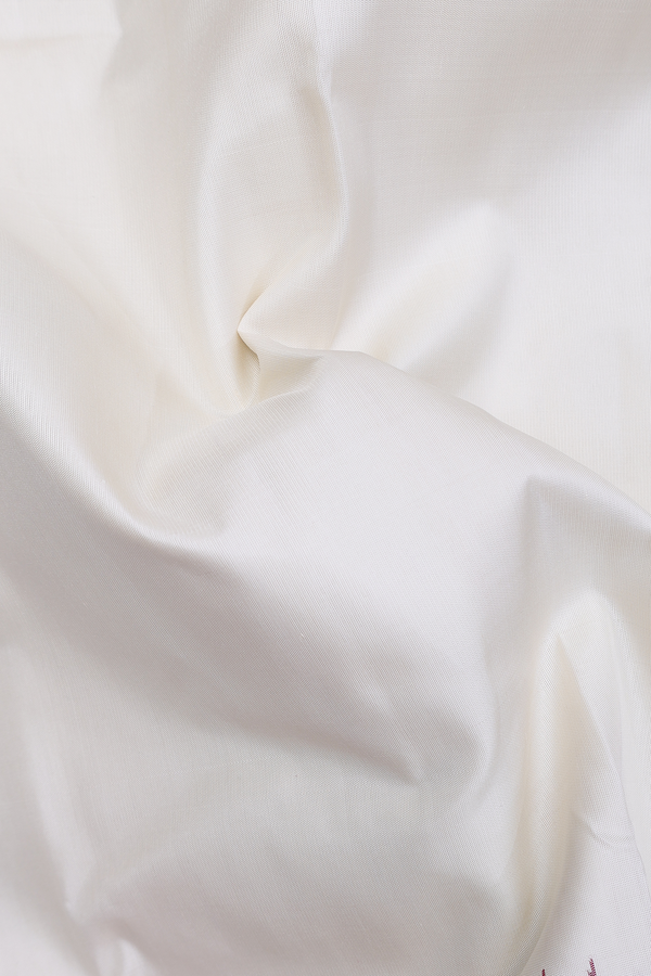 Kanchipuram Silk Saree In White With Contrast Border