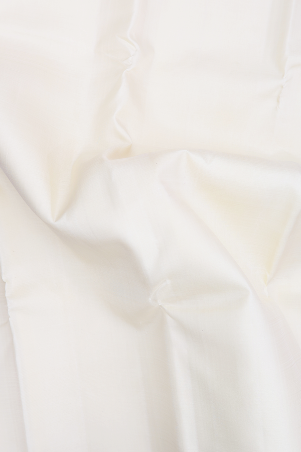 Kanchipuram Silk Saree In White With Contrast Border