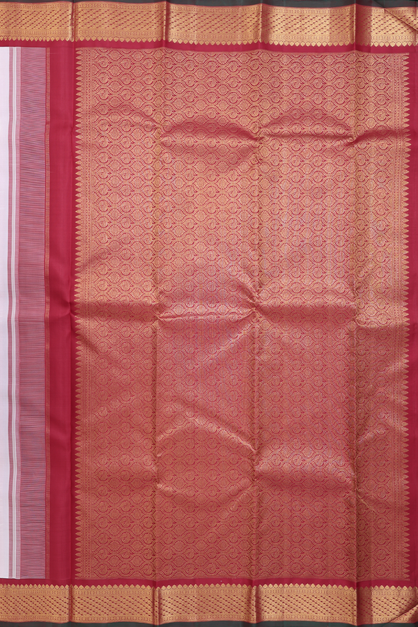 Kanchipuram Silk Saree In White With Contrast Korvai Border