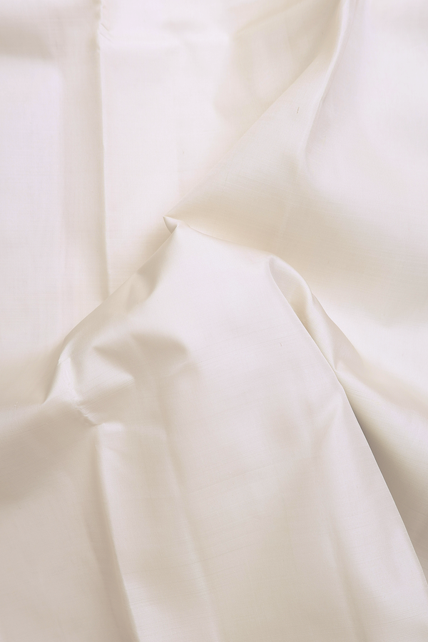 Kanchipuram Silk Saree In White With Contrast Korvai Border
