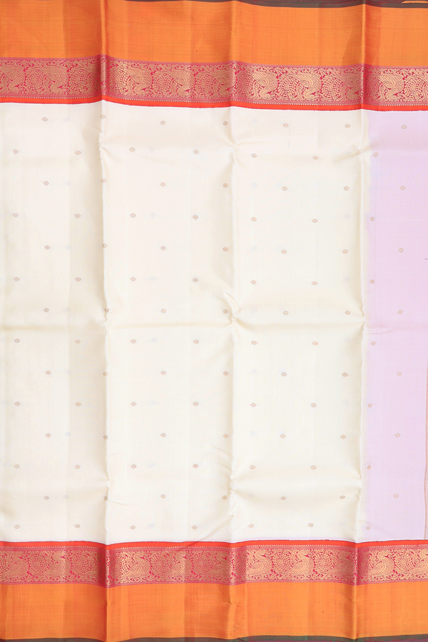 Kanchipuram Silk Saree In White With Floral Buttis