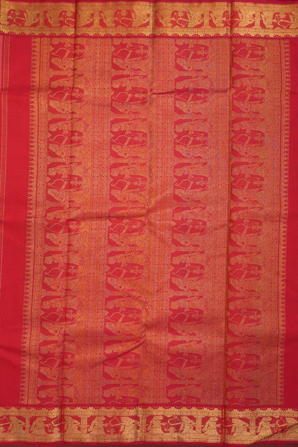 Kanchipuram Silk Saree In White With Korvai Border