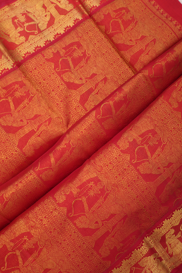 Kanchipuram Silk Saree In White With Korvai Border