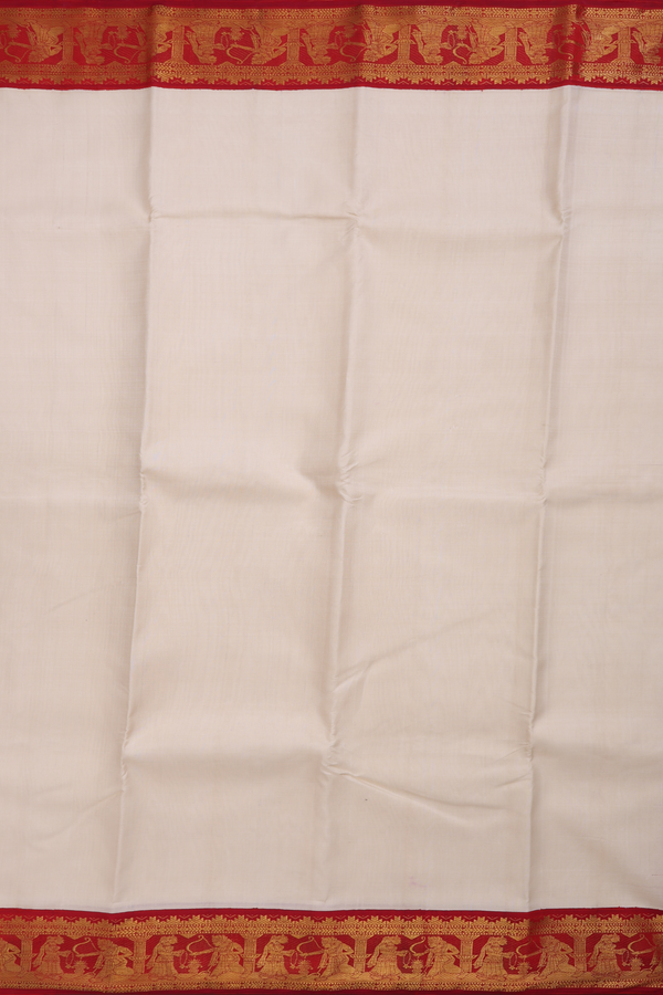 Kanchipuram Silk Saree In White With Korvai Border
