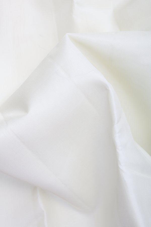 Kanchipuram Silk Saree In White With Korvai Border