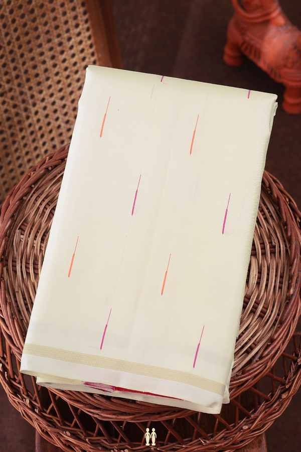 Kanchipuram Silk Saree In Off White With Malli Moggu Buttas