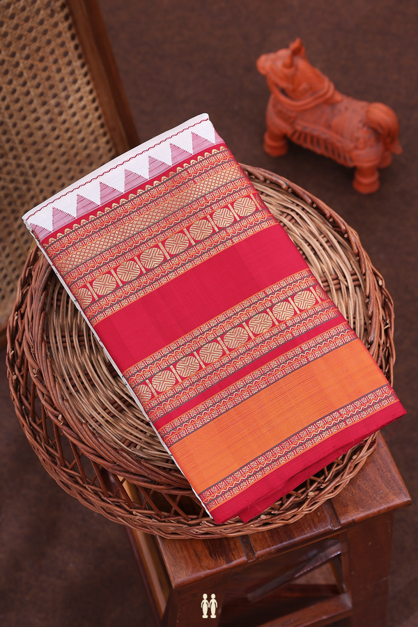 Kanchipuram Silk Saree In White With Neli Design