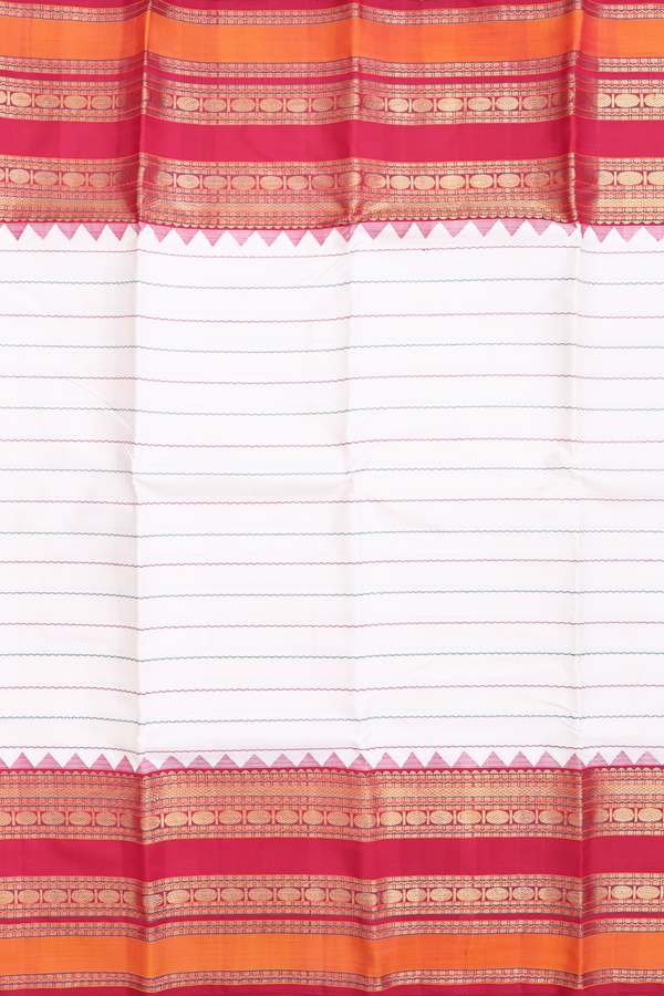 Kanchipuram Silk Saree In White With Neli Design