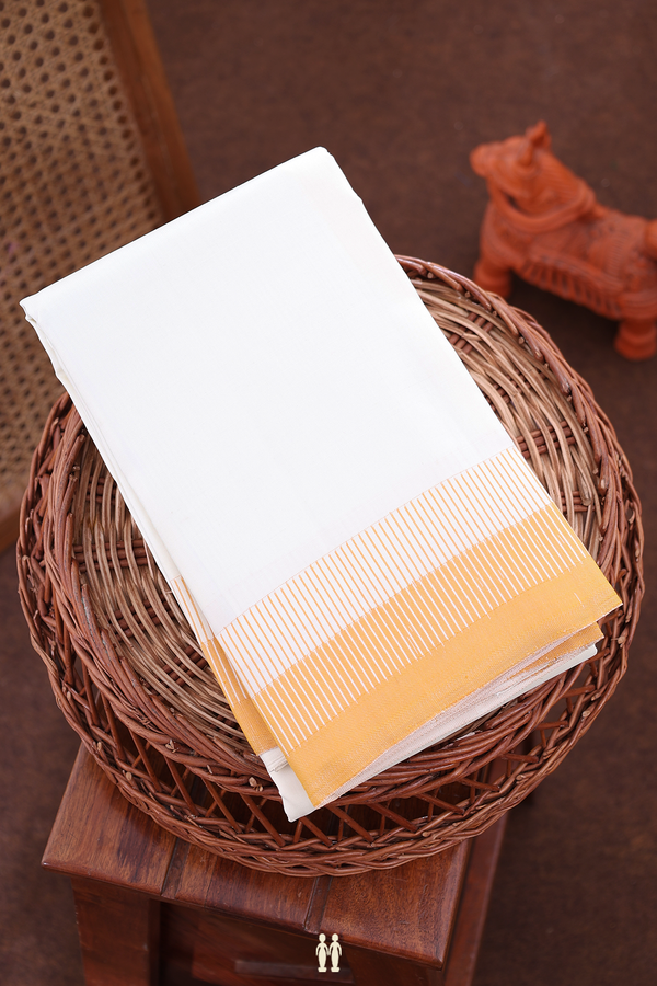 Kanchipuram Silk Saree In White With Seppu Rekku Border