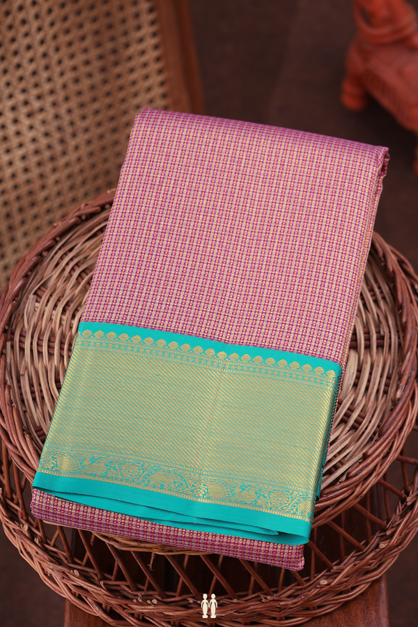 Kanchipuram Silk Saree In Purple With Stripes Design