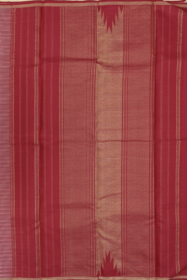 Kanchipuram Silk Saree In White With Stripes Design