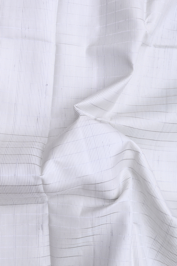 Kanchipuram Silk Saree In White With Stripes Design